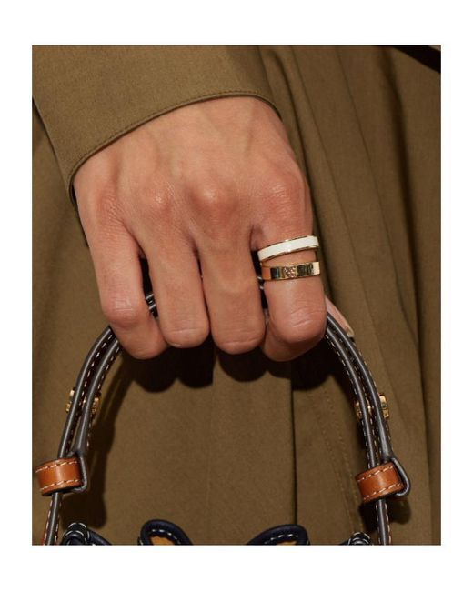 Tory Burch White Signature Ring