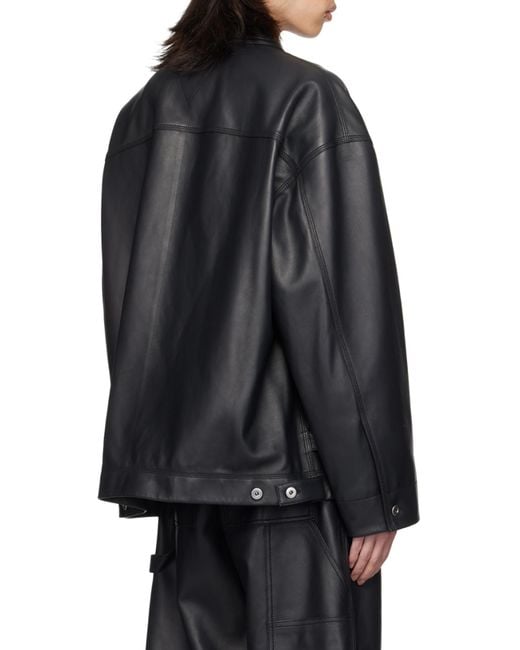 Bottega Veneta Black Pocket Detailed Leather Jacket for men