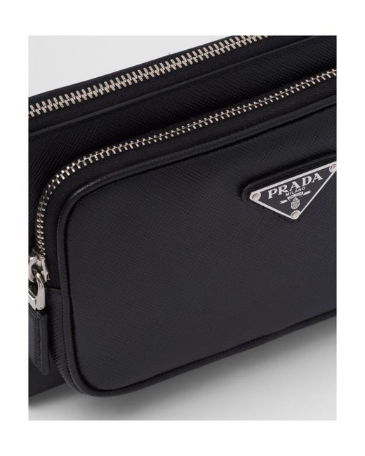 Prada Black Saffiano Leather Belt Bag for men