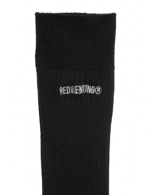 RED Valentino Black Ribbed Knit Knee Socks