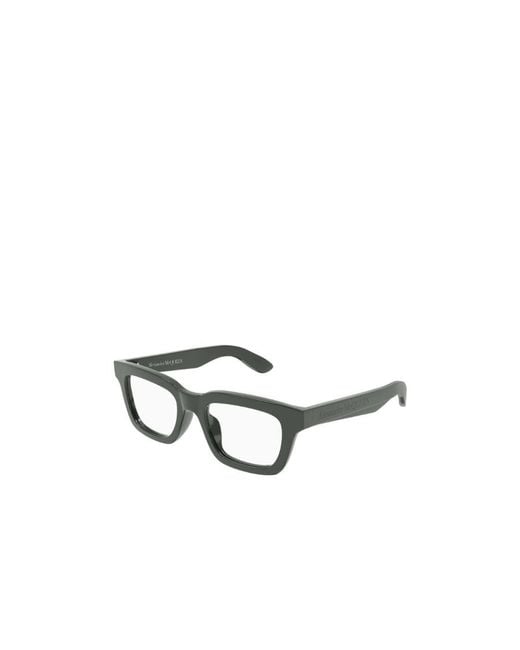 McQueen White Eyewear Rectangle Frame Glasses for men
