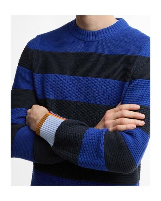 Barbour Blue X Paul Smith Southwold Striped Sweater for men