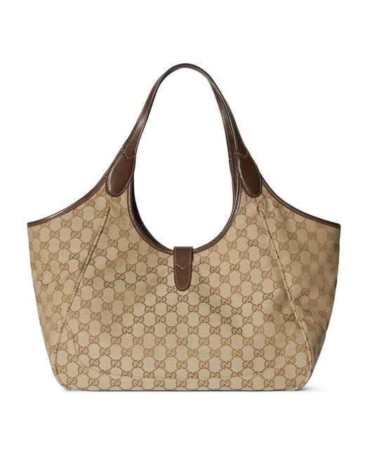 Gucci Brown Monogrammed Horsebit Detailed Tote Bag