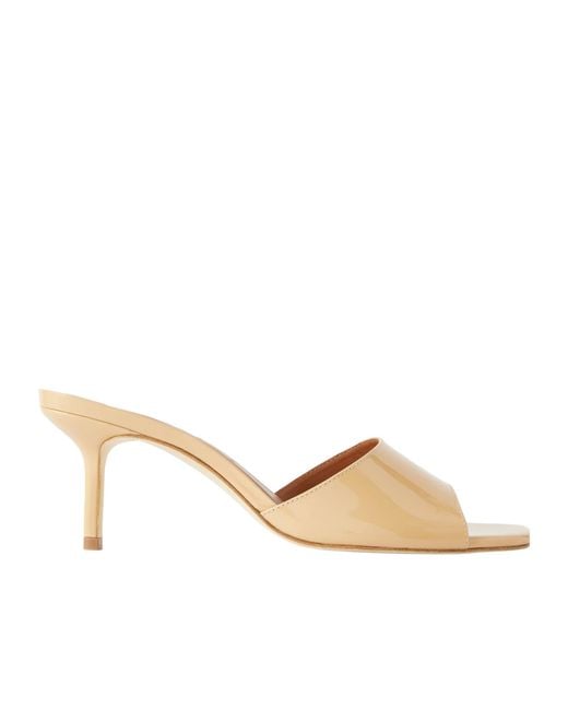 Staud Natural Patent-Leather Mules