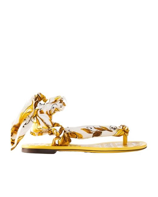Dolce & Gabbana Metallic Printed Flat Sandals