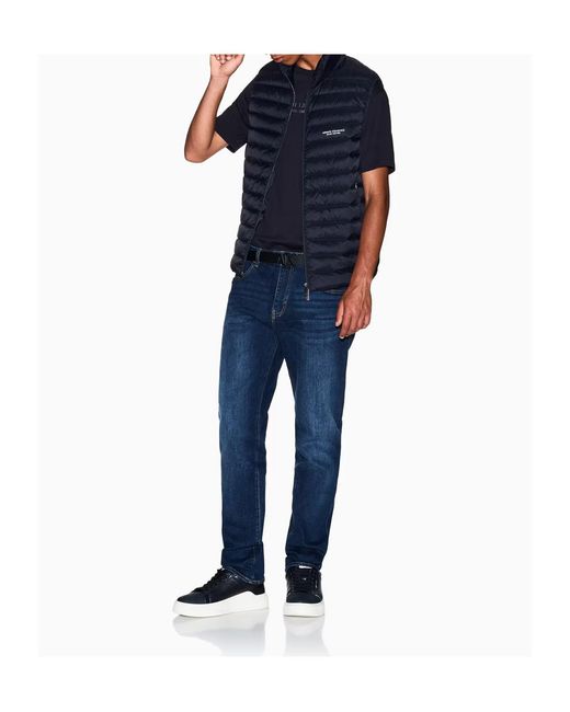 ARMANI EXCHANGE Blue Full Zip Sleeveless Down Jacket for men