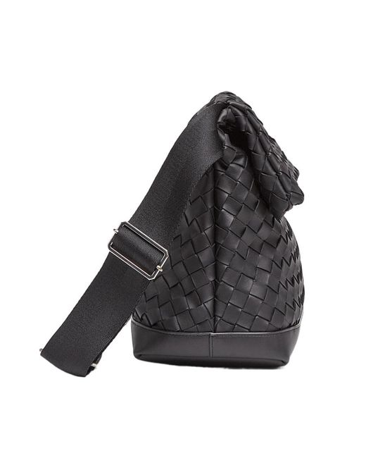 Bottega Veneta Black Large Intrecciato Messenger Bag for men
