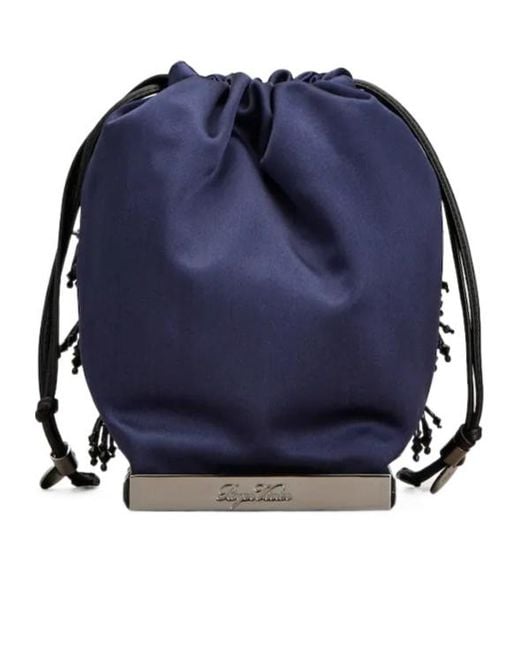 Roger Vivier Blue Drawstring Bucket Bag