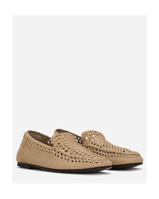 Dolce & Gabbana Natural Woven Almond-Toe Slip-On Loafers for men