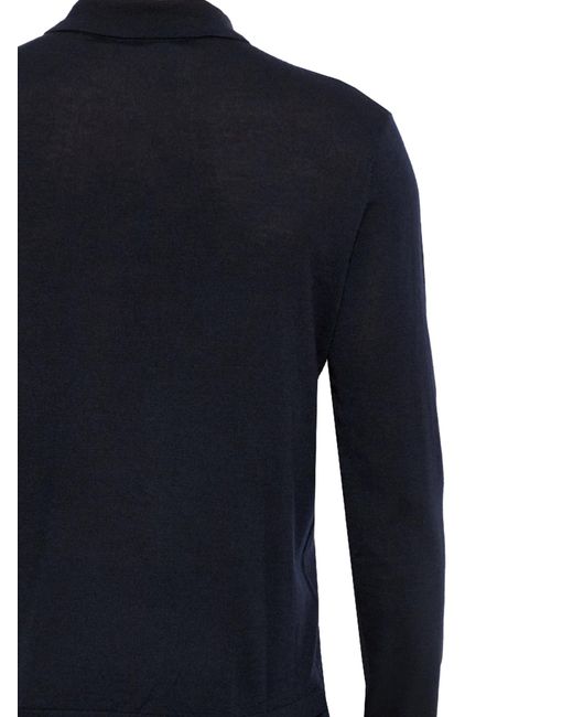 Emporio Armani Blue Zip-Neck Embroidered Logo Polo Shirt for men