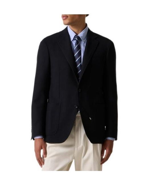 Canali Black Solid Color Wool Blazer for men