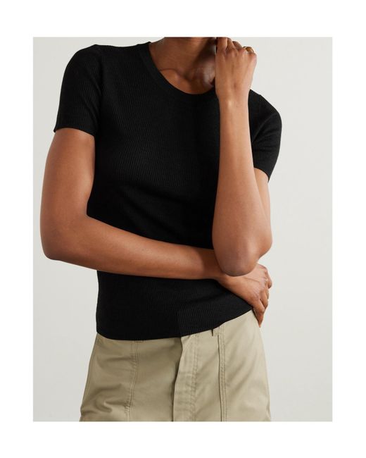 Nili Lotan Black Hettie Ribbed T-Shirt