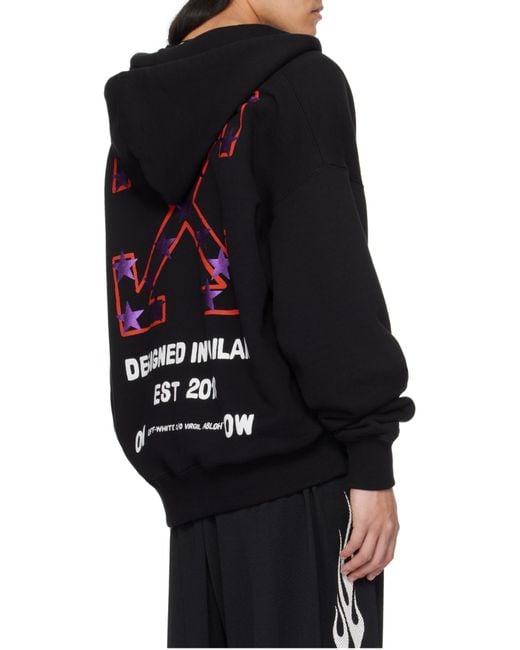Off-White c/o Virgil Abloh Black Logo-Print Zip-Up Hoodie for men
