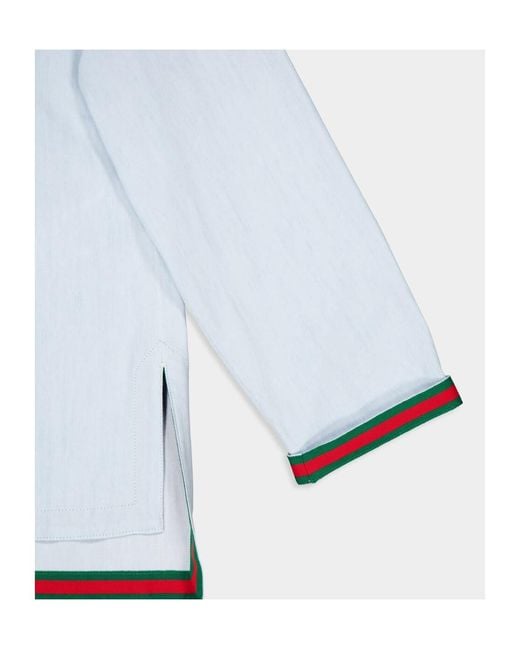 Gucci Blue Web-Stripe Denim Shirt