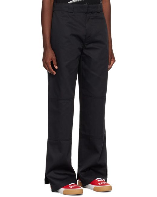Palm Angels Black Logo Detailed Straight-Leg Trousers for men