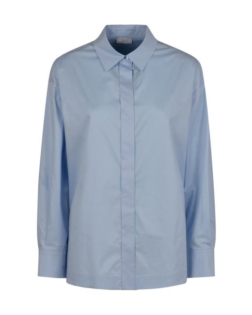 Peserico Blue Polo-Collar Plain Shirt