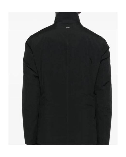 Herno Black Button-Fastening Stand-Collar Jacket for men
