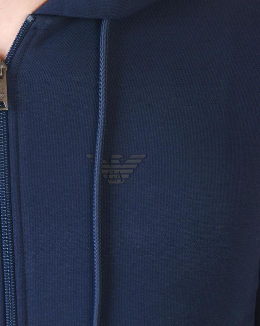 Emporio Armani Blue Hooded Long-Sleeved Sweater for men