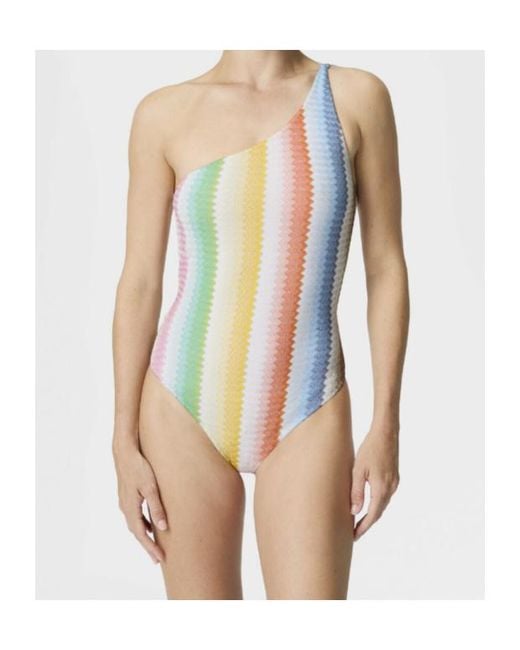 Missoni White One-Shoulder One-Piece Swimsuit With Dégradé Zigzag Pattern