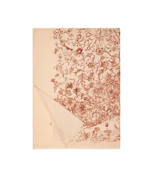 Loro Piana White Albero Della Vita Maxi Stole