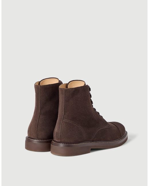 Brunello Cucinelli Brown Suede Boots for men