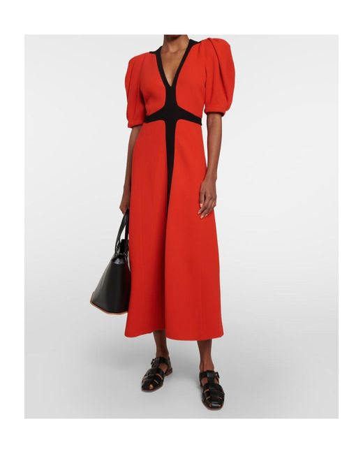 Gabriela Hearst Red Luz Wool Crepe Mid-Length Dress
