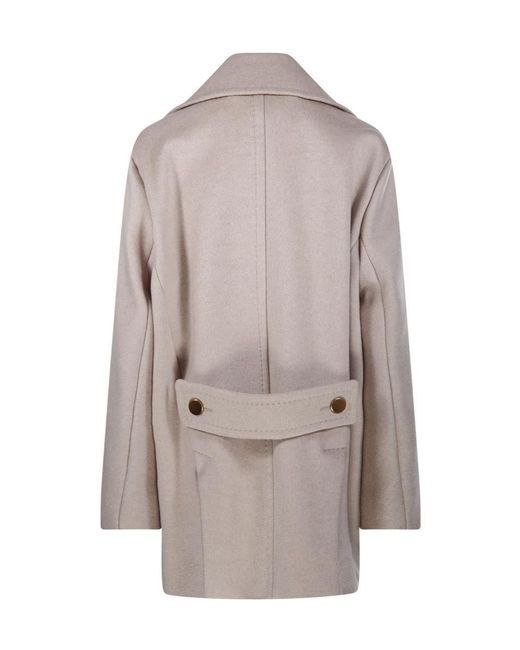 Max Mara Gray Atelier Double-Breasted Long-Sleeved Coat