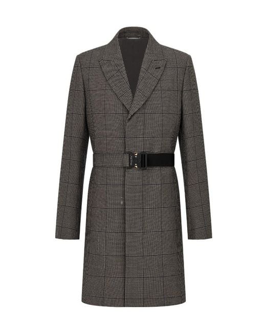 Dior Gray Homme Checked Buckle Coat for men