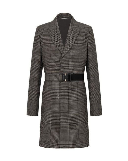 Dior Gray Homme Checked Buckle Coat for men