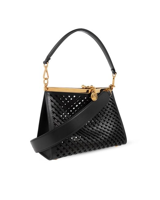 Etro Black Perforated Leather Shoulder Bag