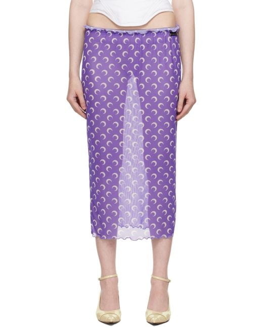 MARINE SERRE Purple Recycled Moon Mesh Midi Skirt