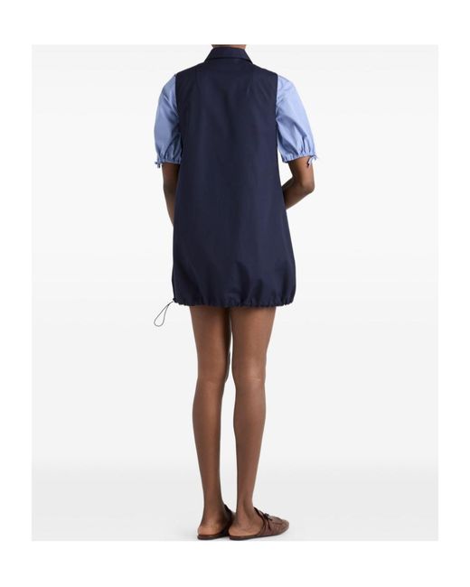 Prada Blue Sleeveless Drawstring Dress