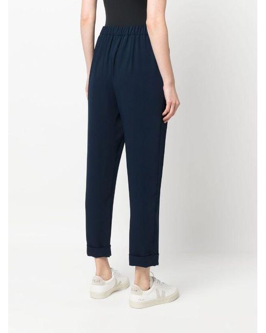 P.A.R.O.S.H. Blue Elasticated-Waist Straight Trousers