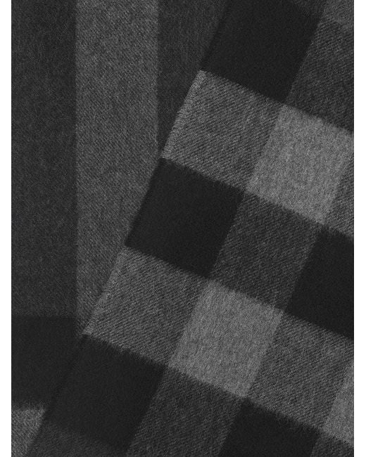 Burberry Black Check Fringed Scarf for men