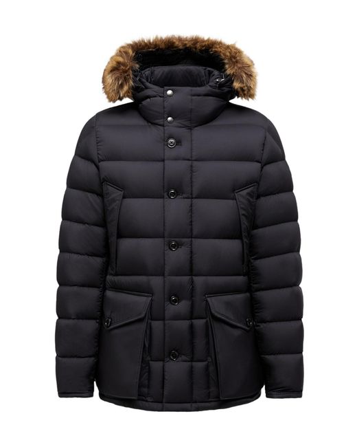 Moncler Black Clunye Hooded Mid-Length Down Jacket for men