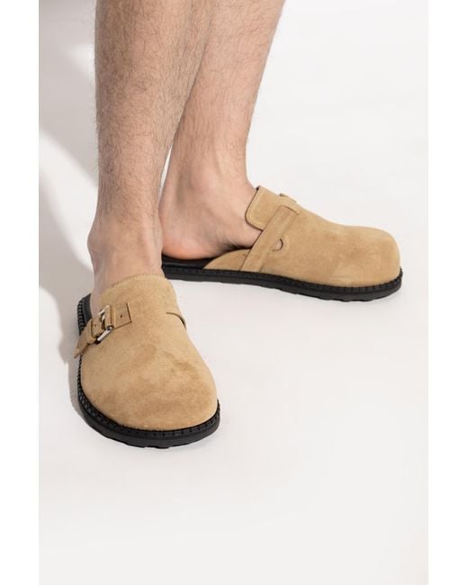 Moschino Brown Buckle Detailed Round Toe Mules for men