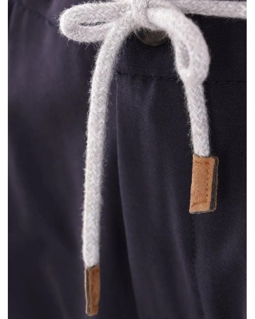 Eleventy Blue Drawstring-Waist Trousers for men