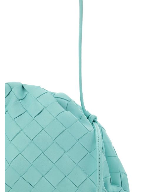 Bottega Veneta Blue Woven Drawstring Clutch Bag