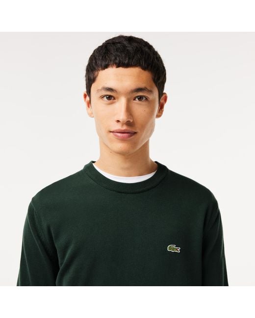Lacoste Green Logo Patch Crewneck Sweatshirt for men