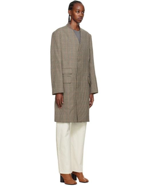 Maison Margiela Brown Checked Single-Breasted Coat for men