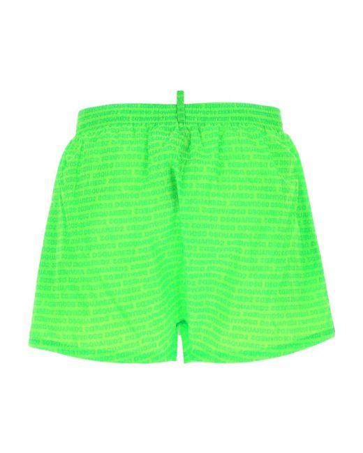 DSquared² Green Logo-Print Swim Shorts for men