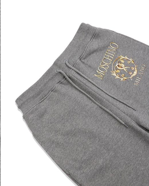 Moschino Gray Logo Printed Sweatpants