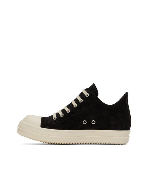 Rick Owens Black Logo Lace Up Sneakers for men