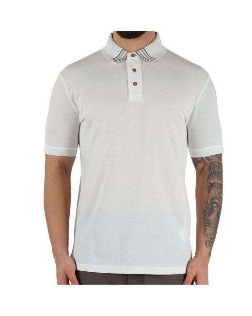 Emporio Armani Gray Piqué-Weave Polo Shirt for men