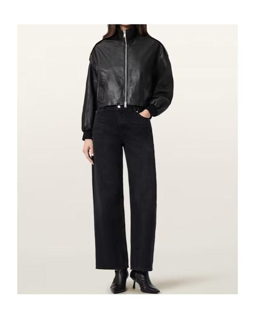 AllSaints Black Lowden Leather Jacket