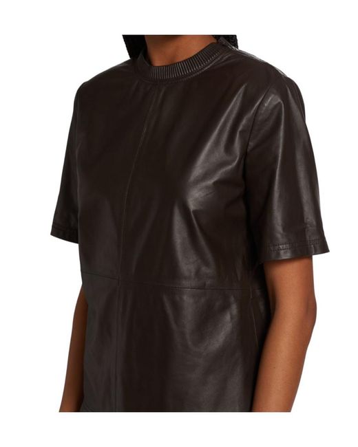 Amiri Black Crewneck Short-Sleeved Leather T-Shirt