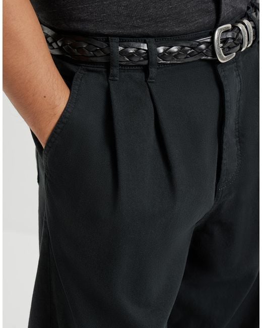 Brunello Cucinelli Black Double-Pleats Five-Pocket Trousers for men