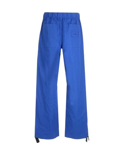 Versace Blue Logo-Embroidered Straight-Leg Drawstring Trousers for men