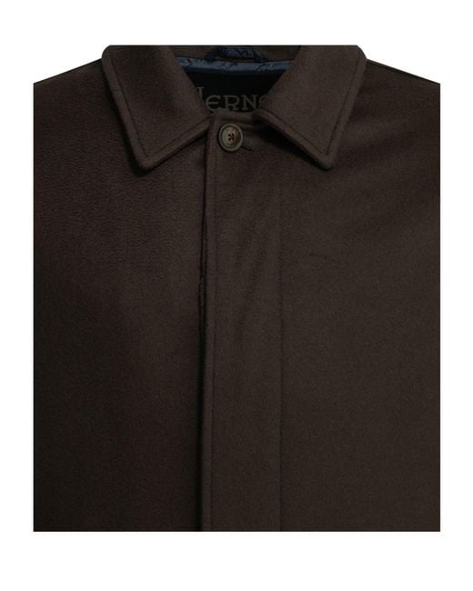 Herno Black Single-Breasted Cashmere Coat for men