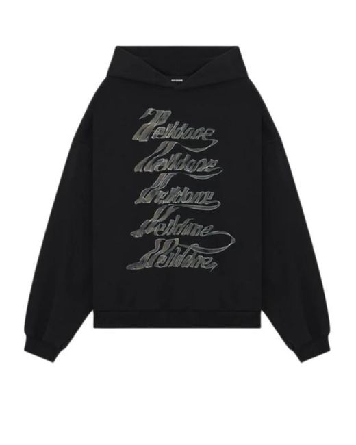 we11done Black Ribbon-Logo Hoodie for men